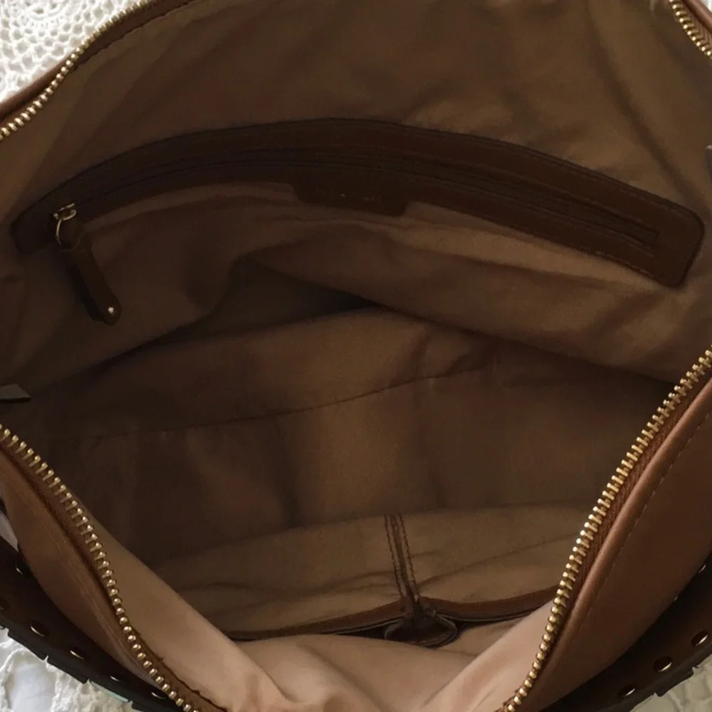 Nine West Tan Leather Hobo Shoulder Bag